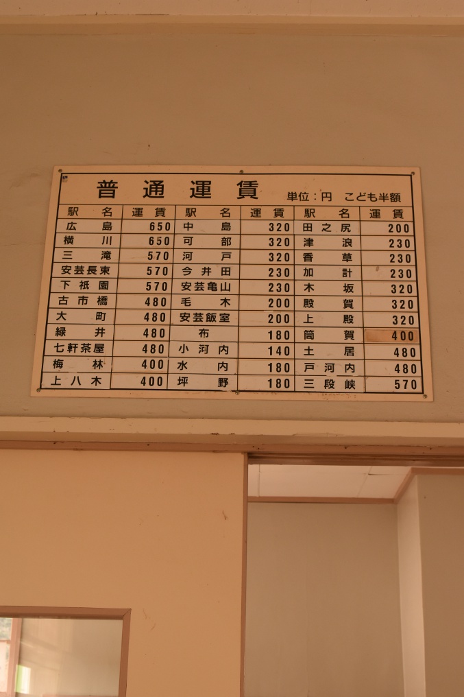 旧安野駅時刻表