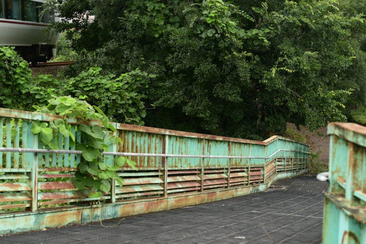 錆びた歩道橋とこうのとり
